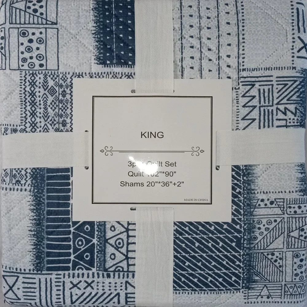 Geometric Pattern Quilted Bedspread Set Bedspreads Queen Size King Quilt - Gray